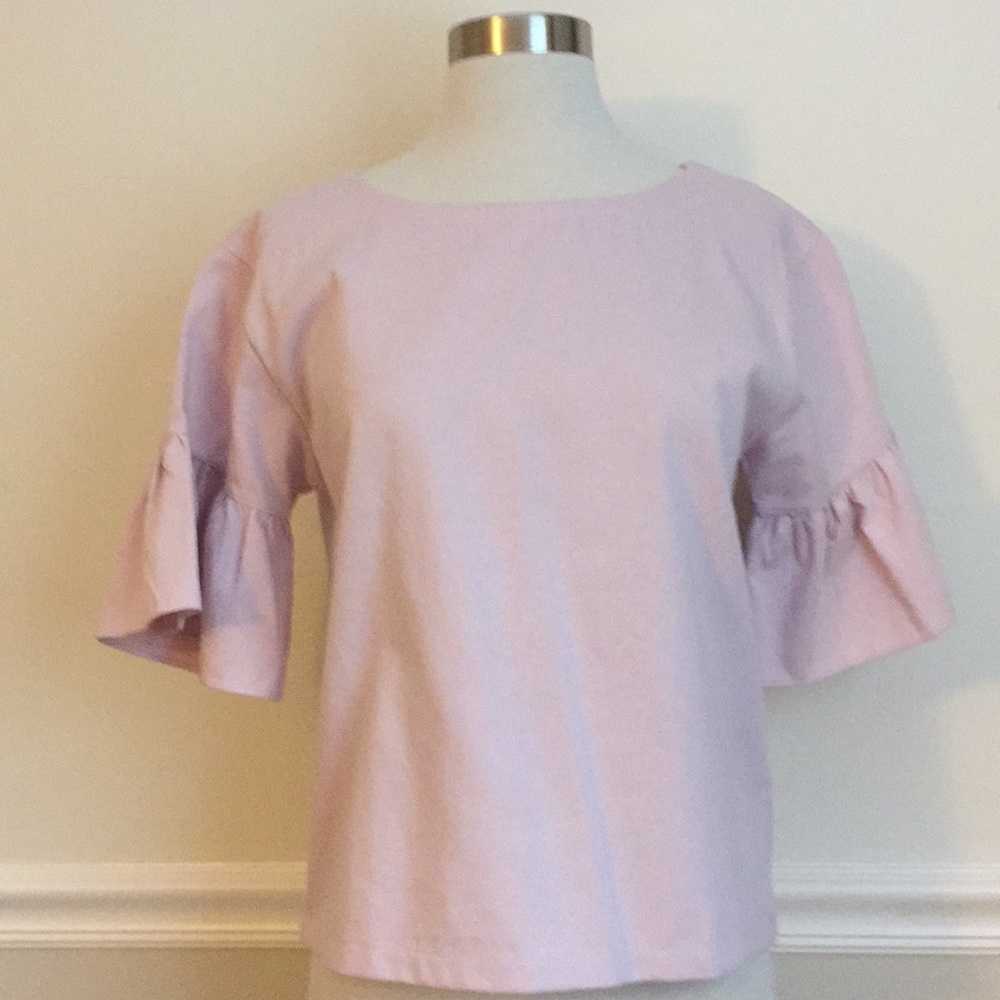 J. Crew Light Pink Ruffle Sleeve Top